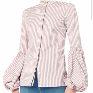CAROLINE CONSTAS Striped Blouse with Balloon Sleeves Size XS